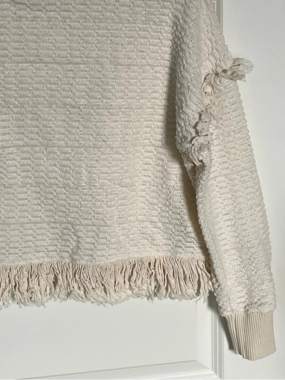 ZARA Women's Cream Fringe Turtleneck Sweater Size XS 54447